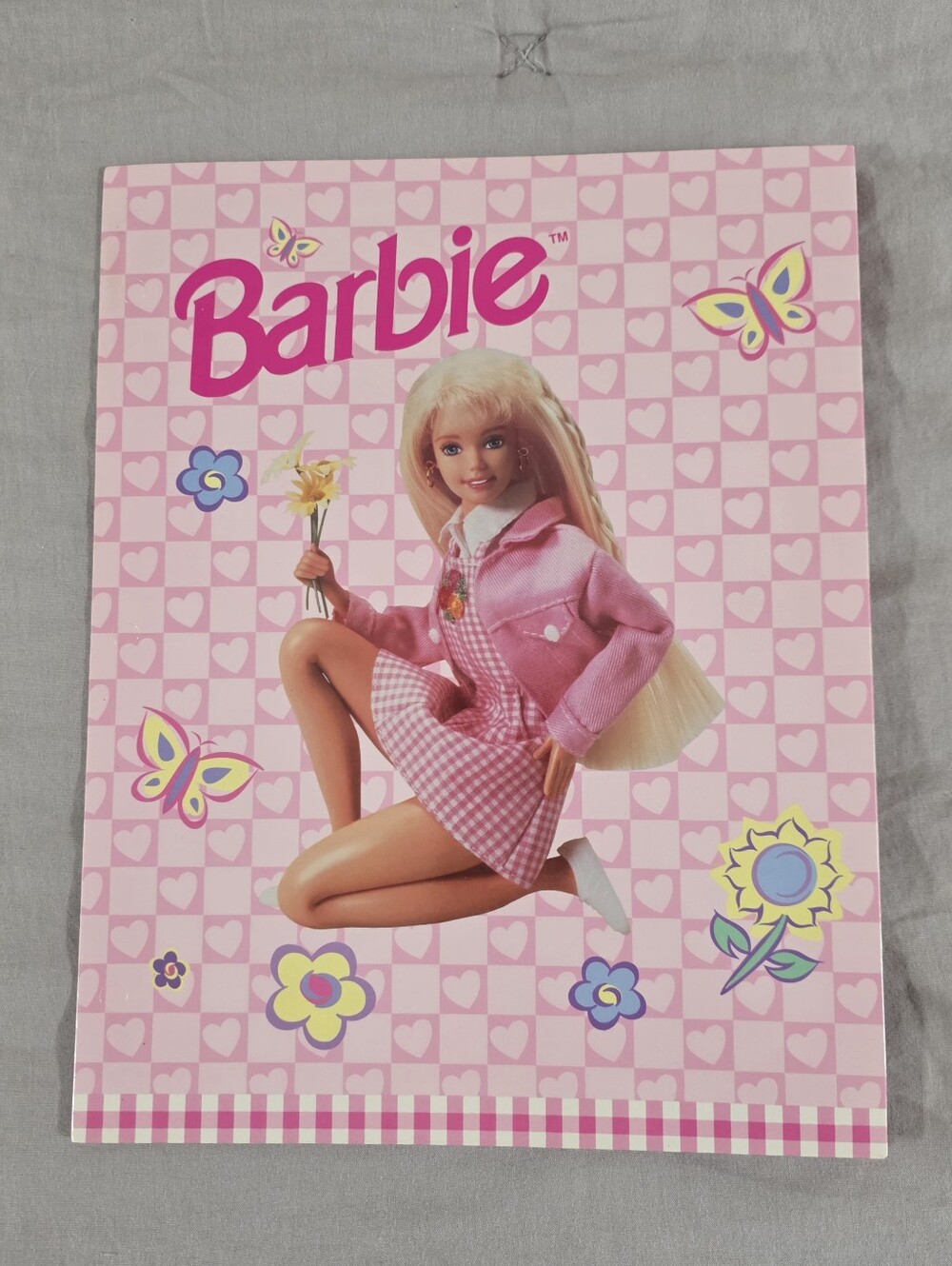NEW Vintage Barbie Pink Flowers and Butterflies Folder